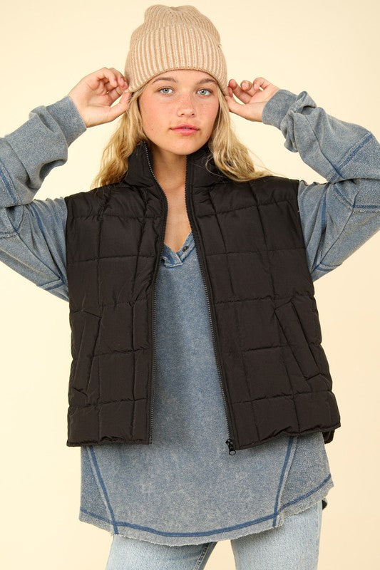 Black Basic Puffer Vest