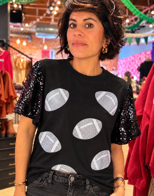 Sequin Sleeve Football Tee
