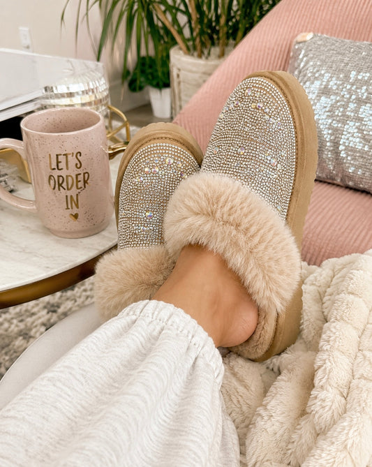 Corkys Let’s Order In Rhinestone Slippers