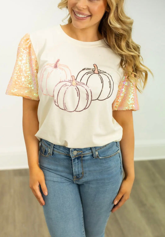 Pumpkin Sequin Tee