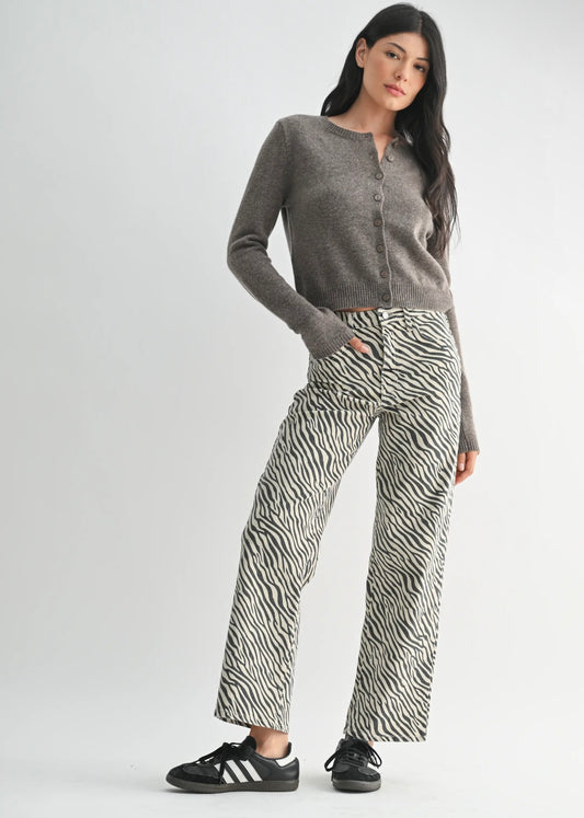 Wild Side Zebra Print High Rise Jeans