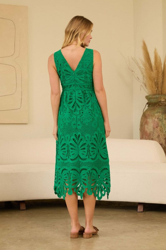 feminine embroidered midi dress boutique style
