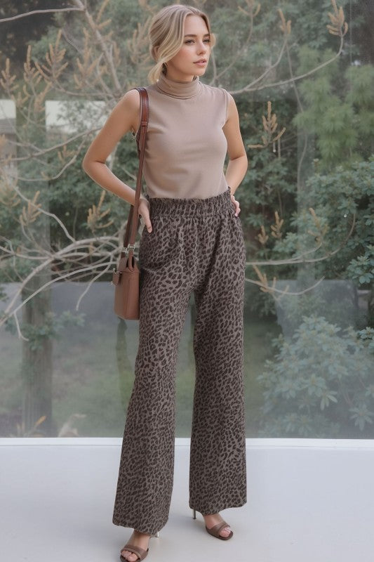Leopard Print Elastic Pants