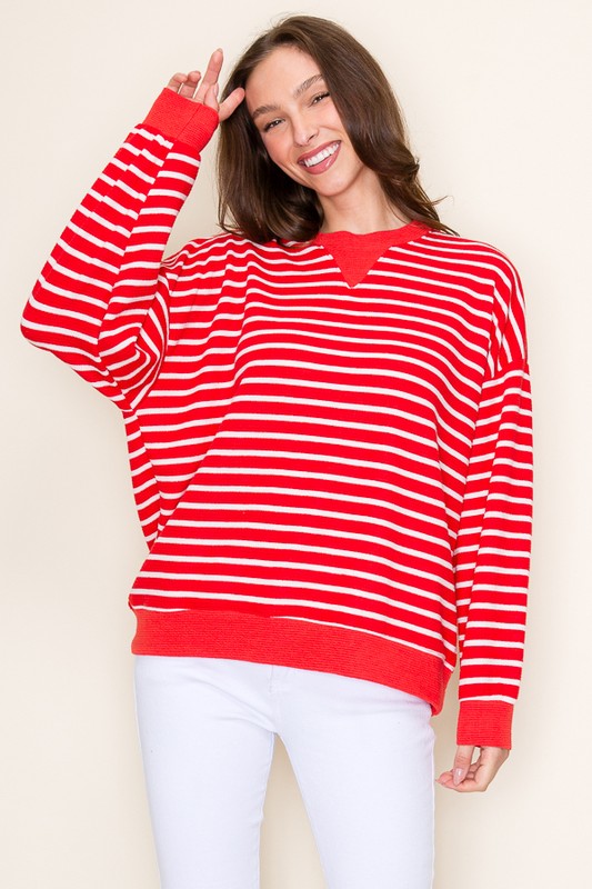 Stripe Cloudy Knit Pullover