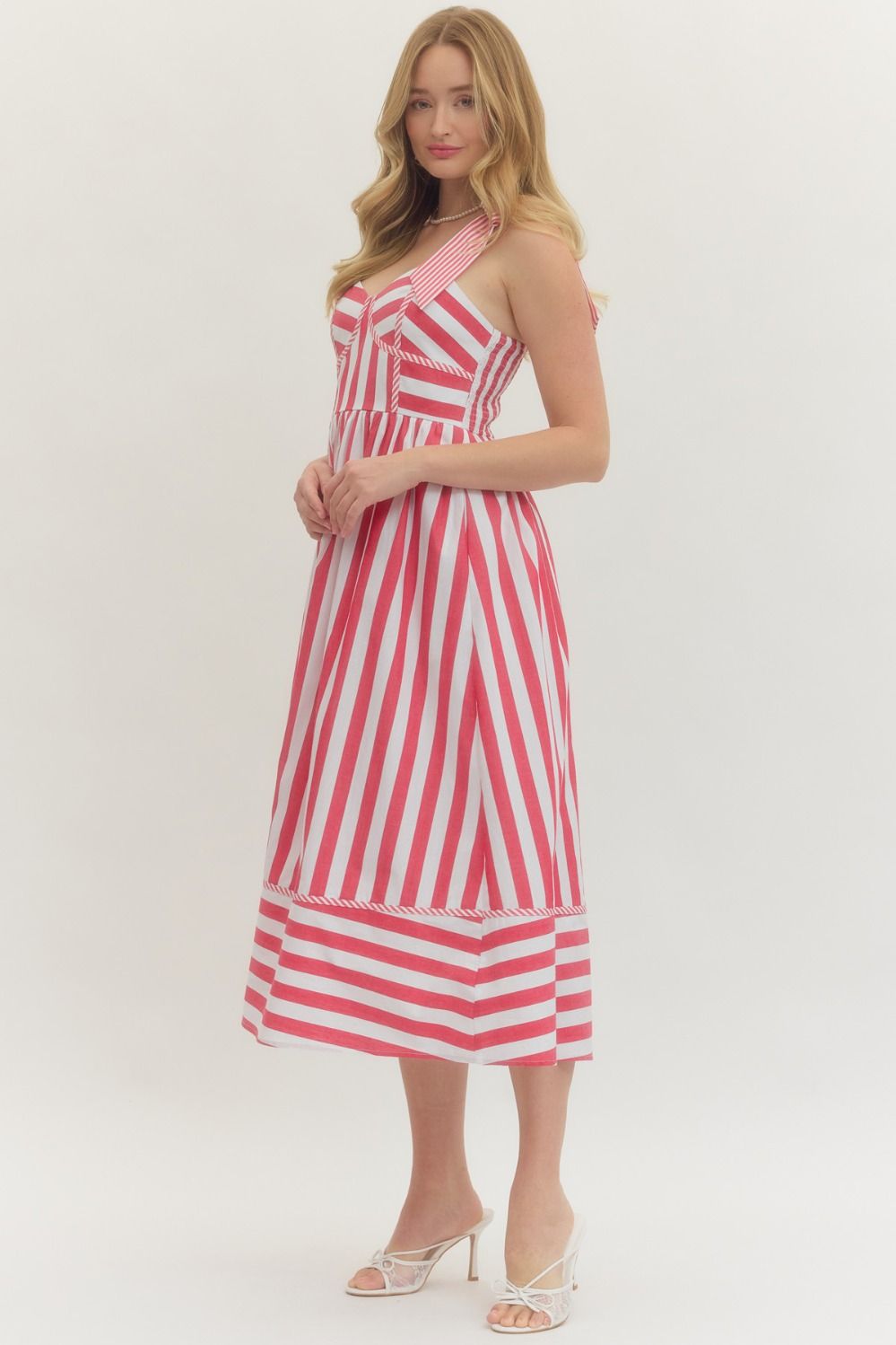 Yacht Club Stripe Dress-Red