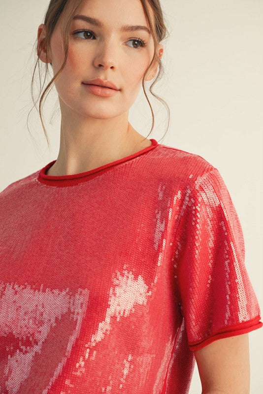 Women’s boutique sequin knit top