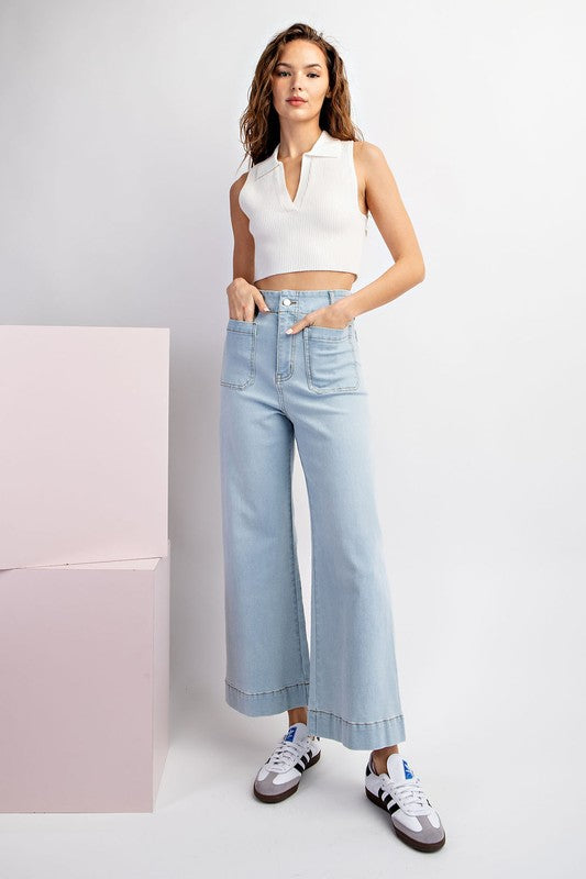 Mineral Washed Denim Crop