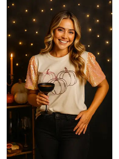 Pumpkin Sequin Tee