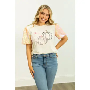 Pumpkin Sequin Tee