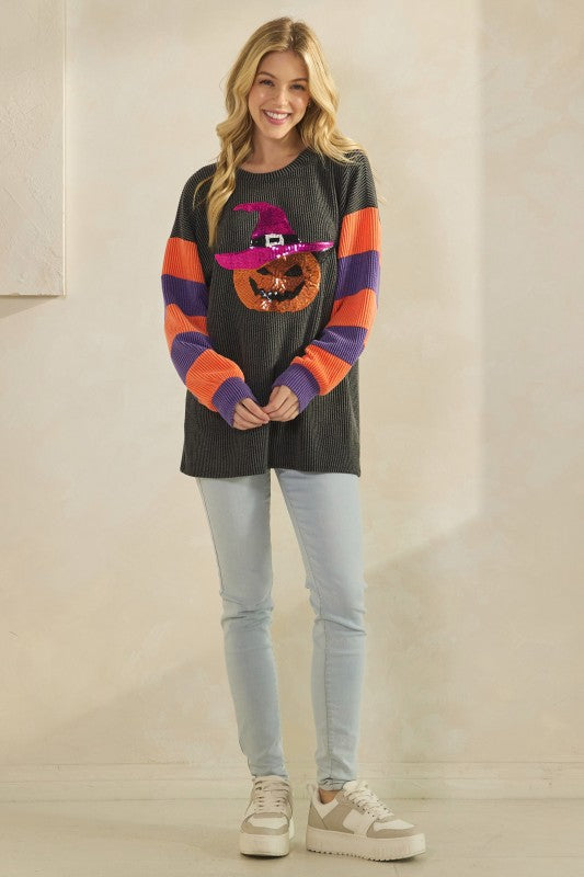 Ribbed Pumpkin Pullover