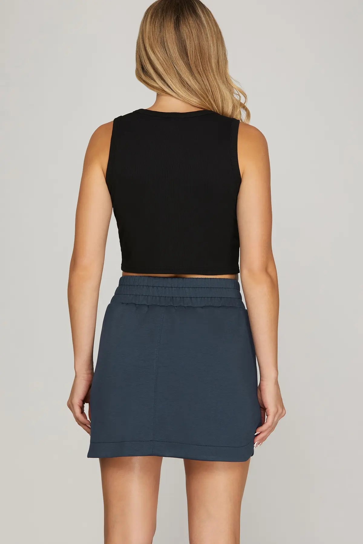 High Waist A-Line Skort – Navy - Twisted Sisters Shoetique