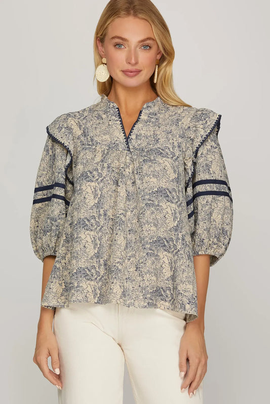 Navy Francine Blouse