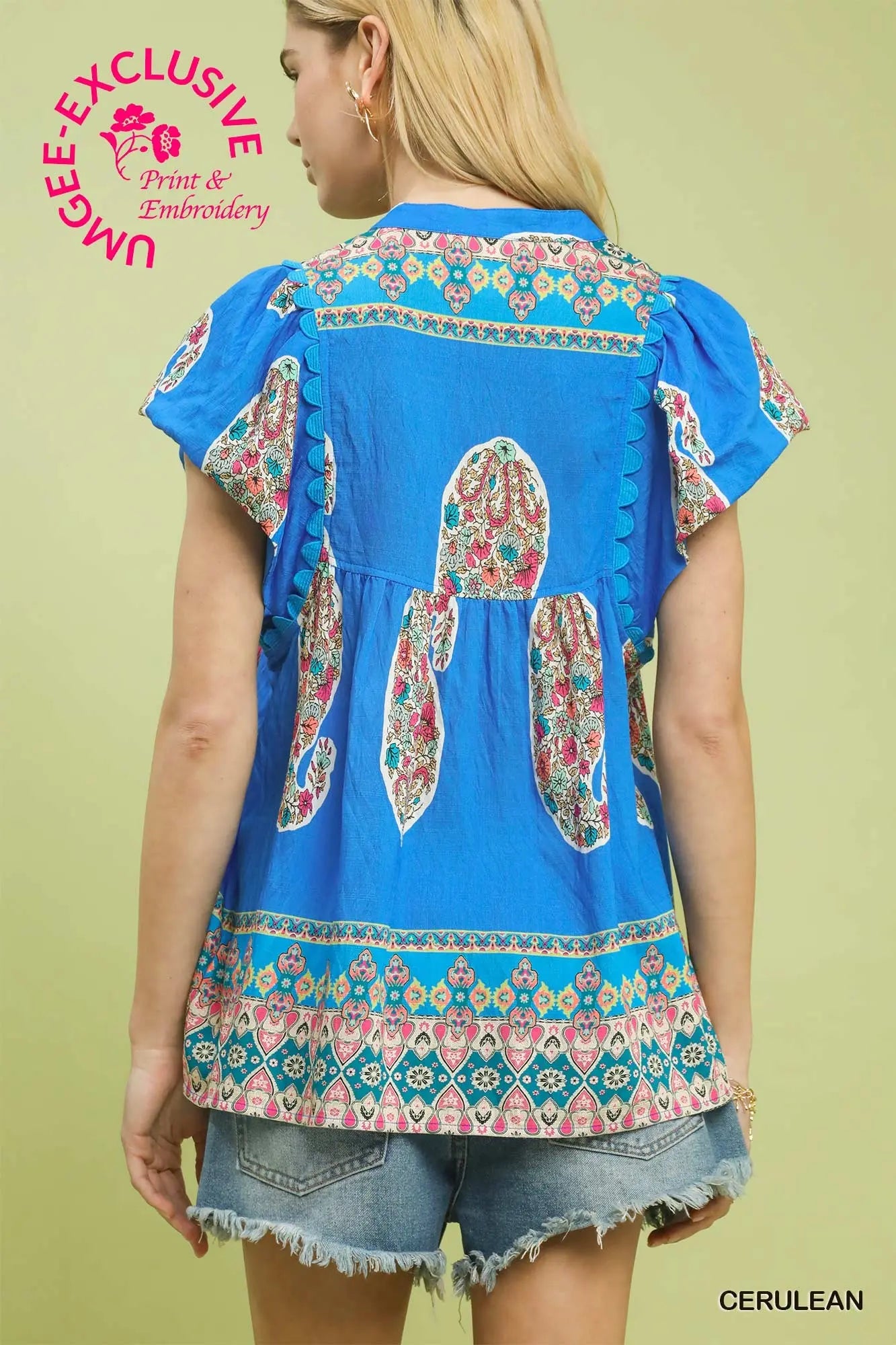 Smocked Flutter Sleeve Top – Cerulean