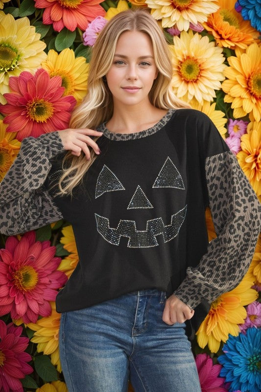 Leopard Long Sleeve Pumpkin Top
