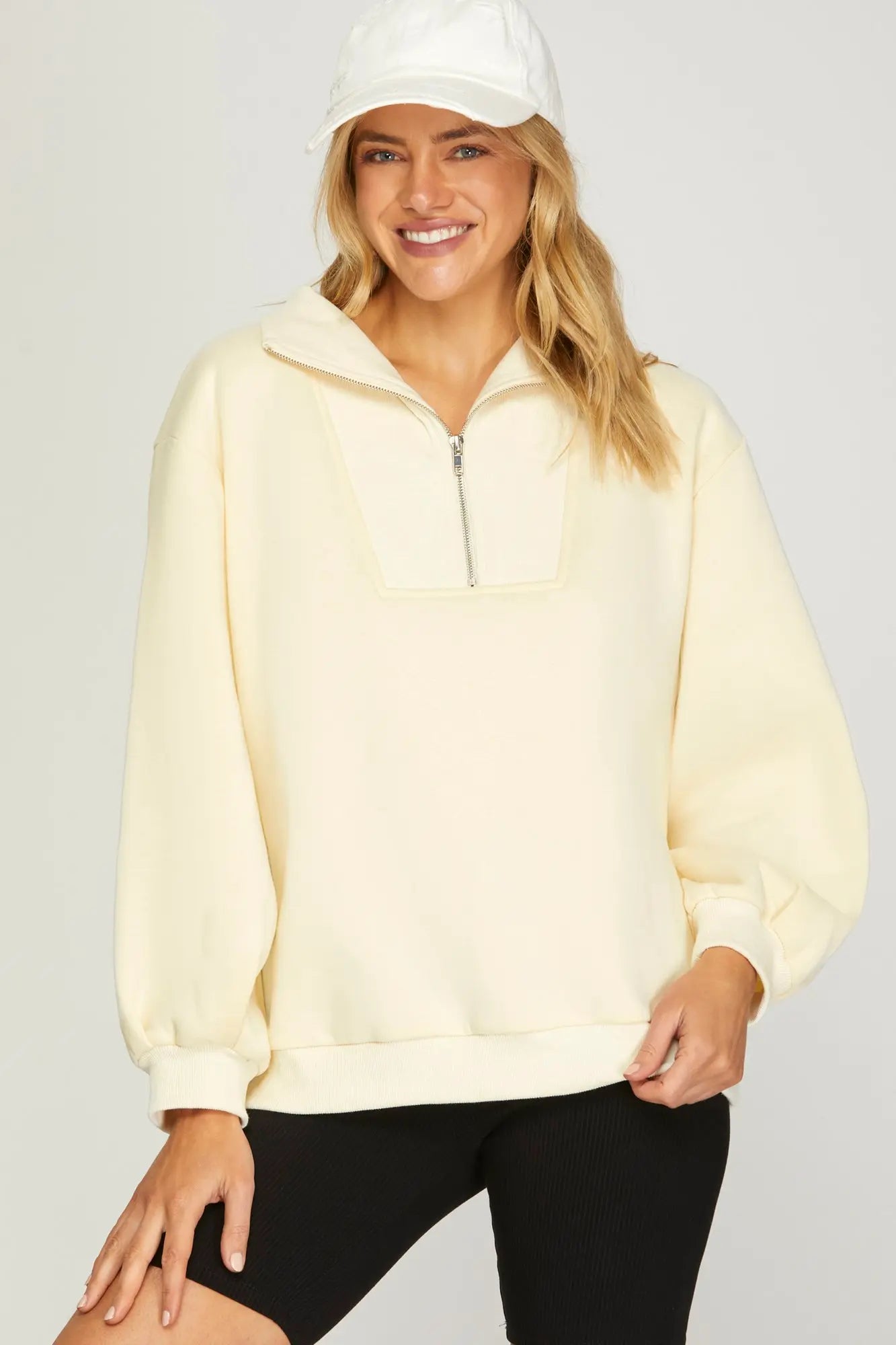 Cream Half Zip Top