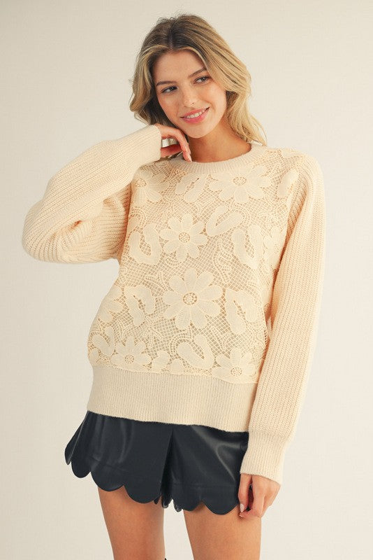Floral Crochet Sweater