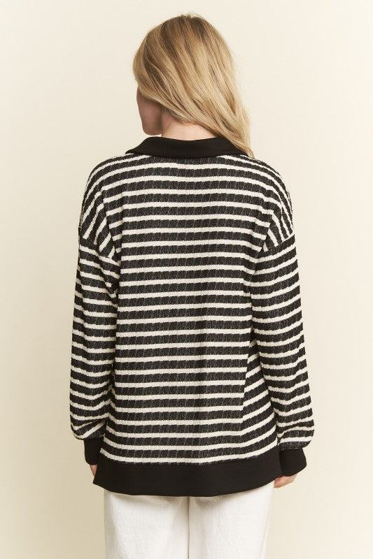 Zip Up Jacquard Top