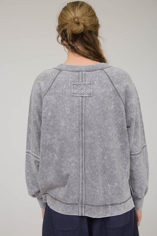 Washed VNeck Pullover