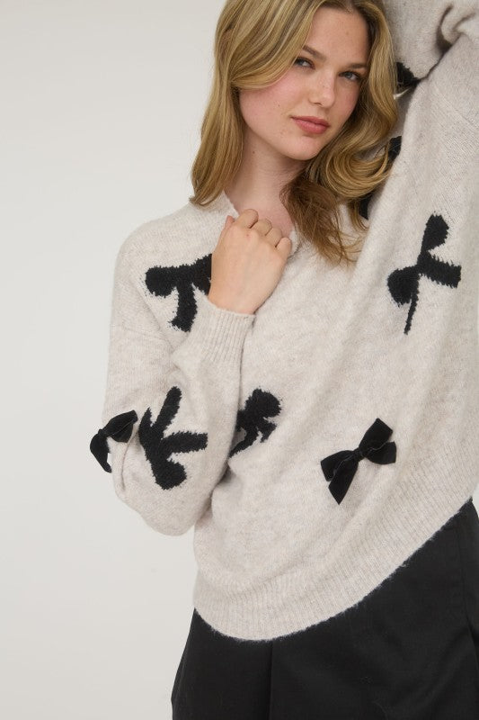 Oatmeal Bow Sweater
