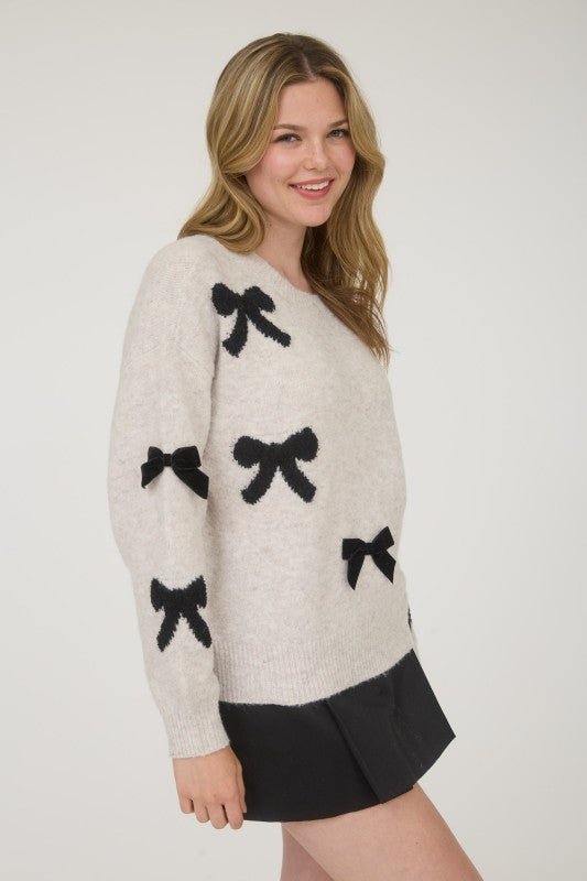 Oatmeal Bow Sweater