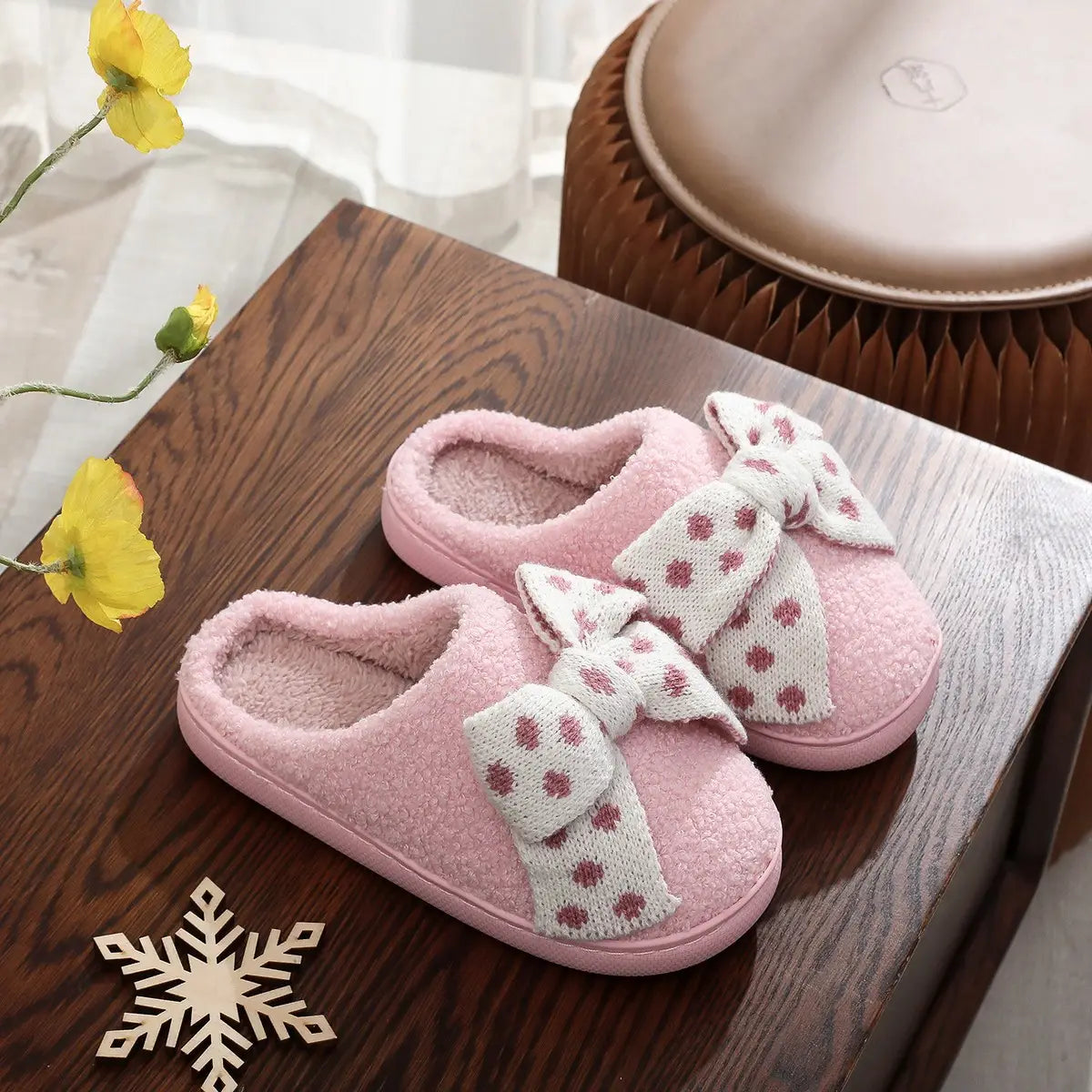 Sweater Bow Slippers