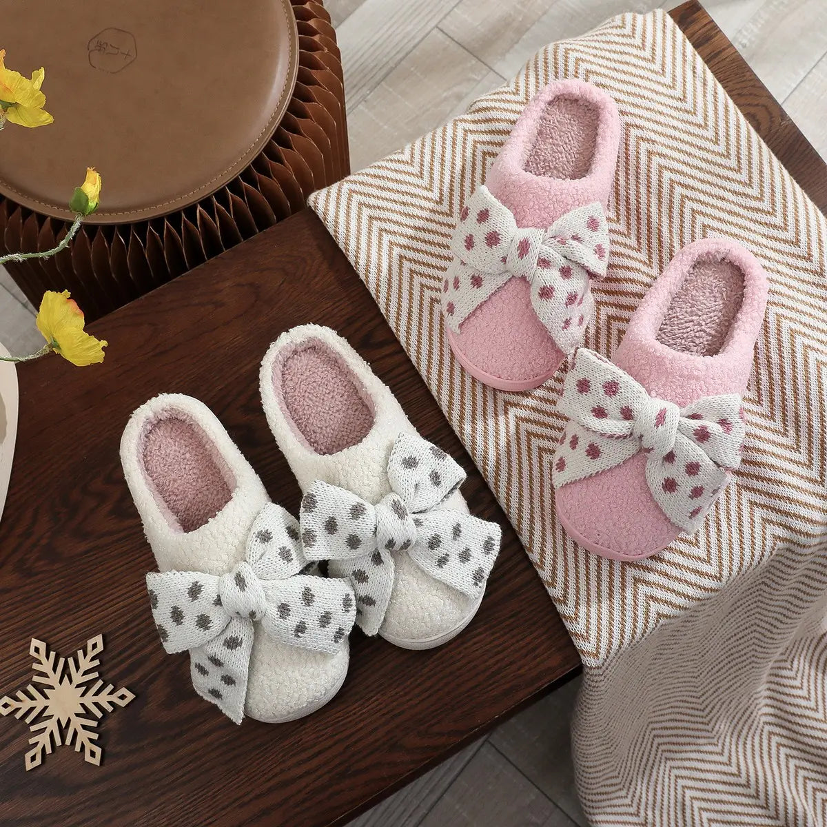 Sweater Bow Slippers
