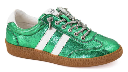 Corkys Heads Up Green Metallic Sneakers