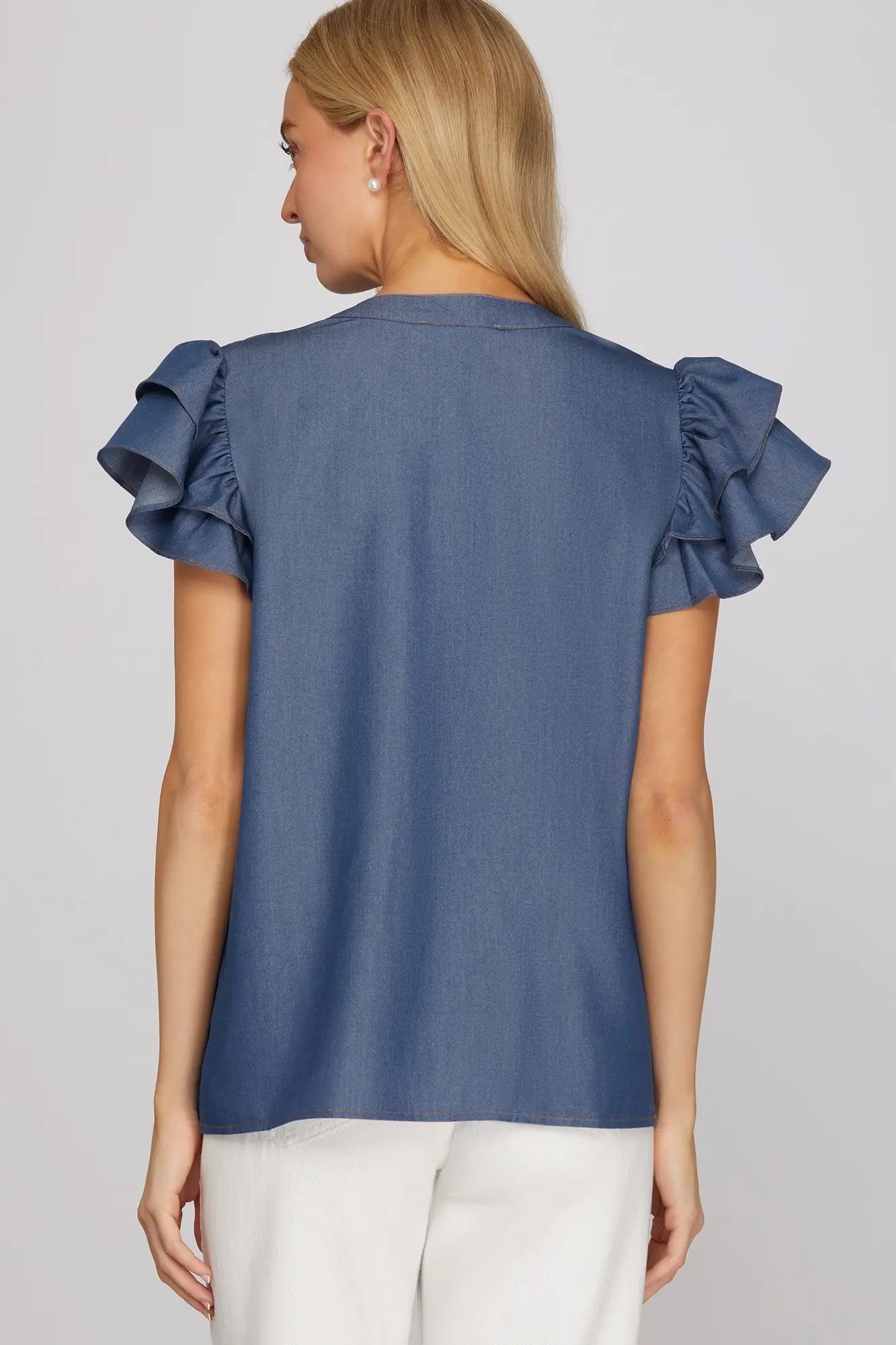 Pintuck Detail Tie Neck Woven Top - Twisted Sisters Shoetique