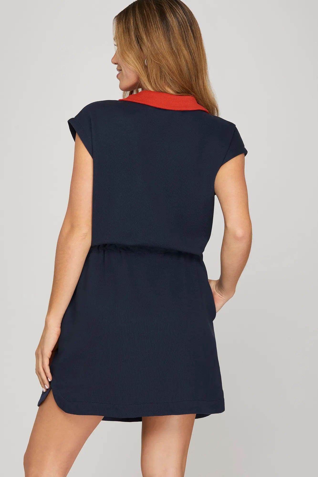 Navy Drawstring Dress - Twisted Sisters Shoetique