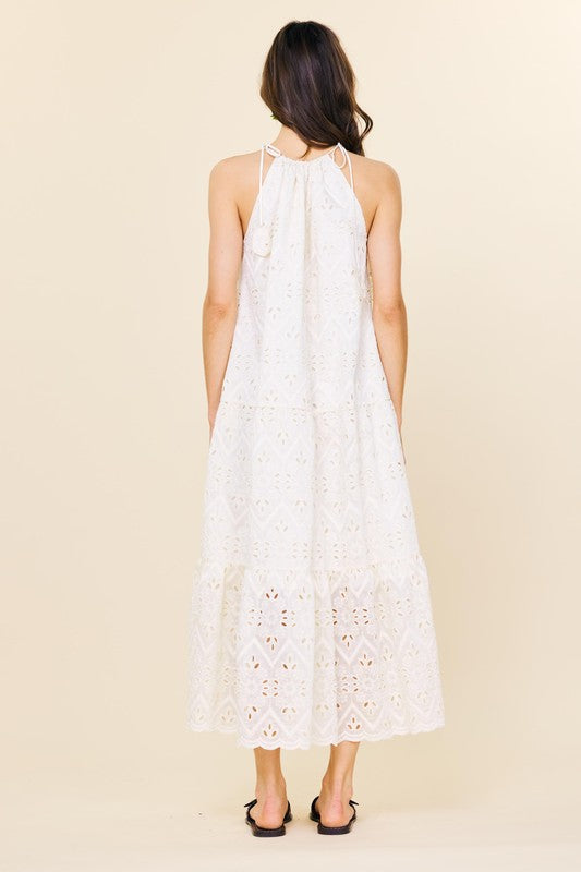 Chiffon Eyelet Tiered Maxi