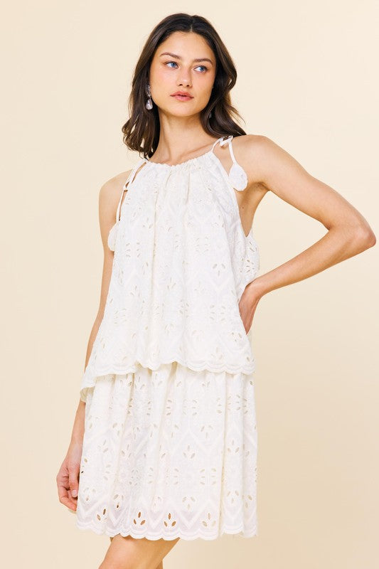 Chiffon Eyelet Skirt