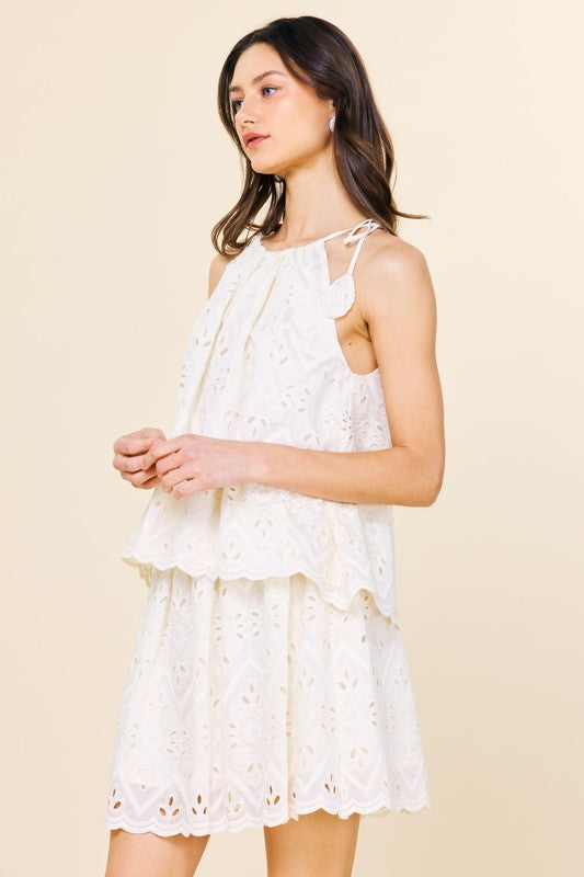 Chiffon Eyelet Skirt