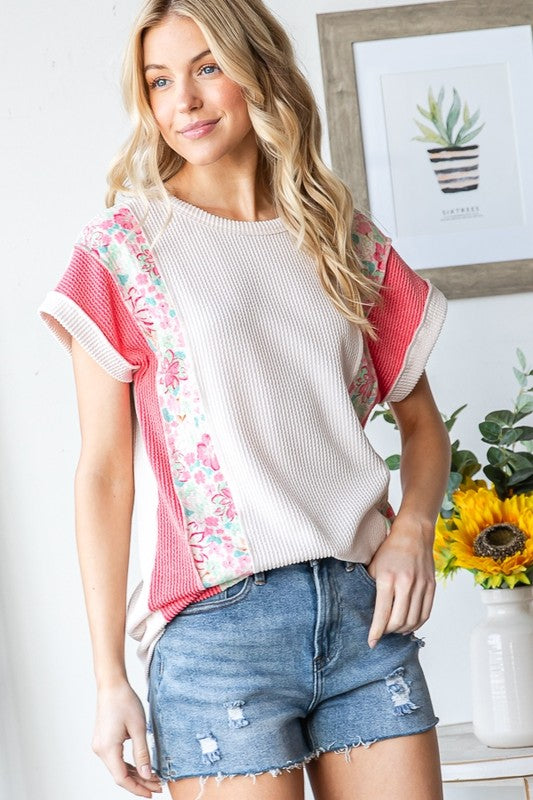 Floral Ribbed Top