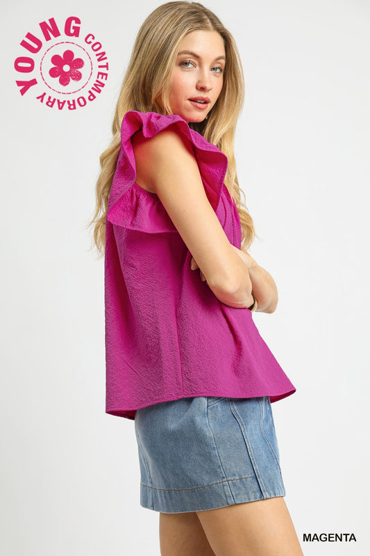 Magenta Embroidered Top