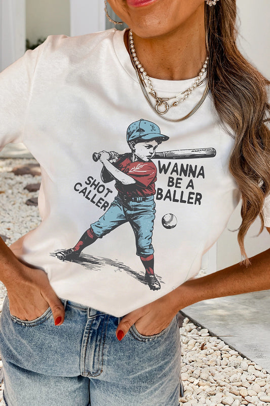 baseball graphic tee wanna be a baller shot caller shirt