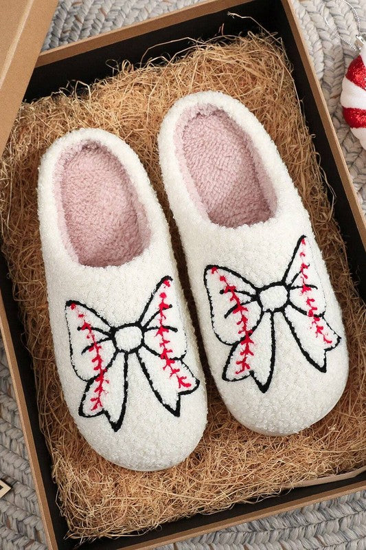 Baseball Bow Slippers