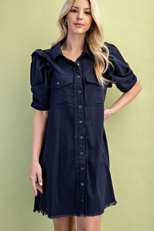 Linen Navy Dress