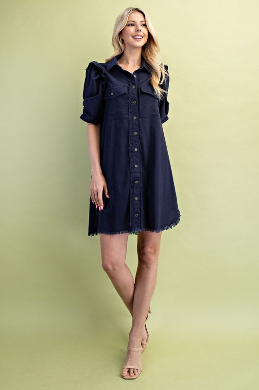 Linen Navy Dress