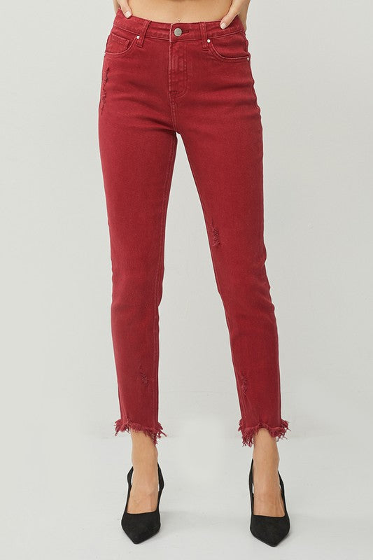 Risen-Ankle Skinnies-Wine
