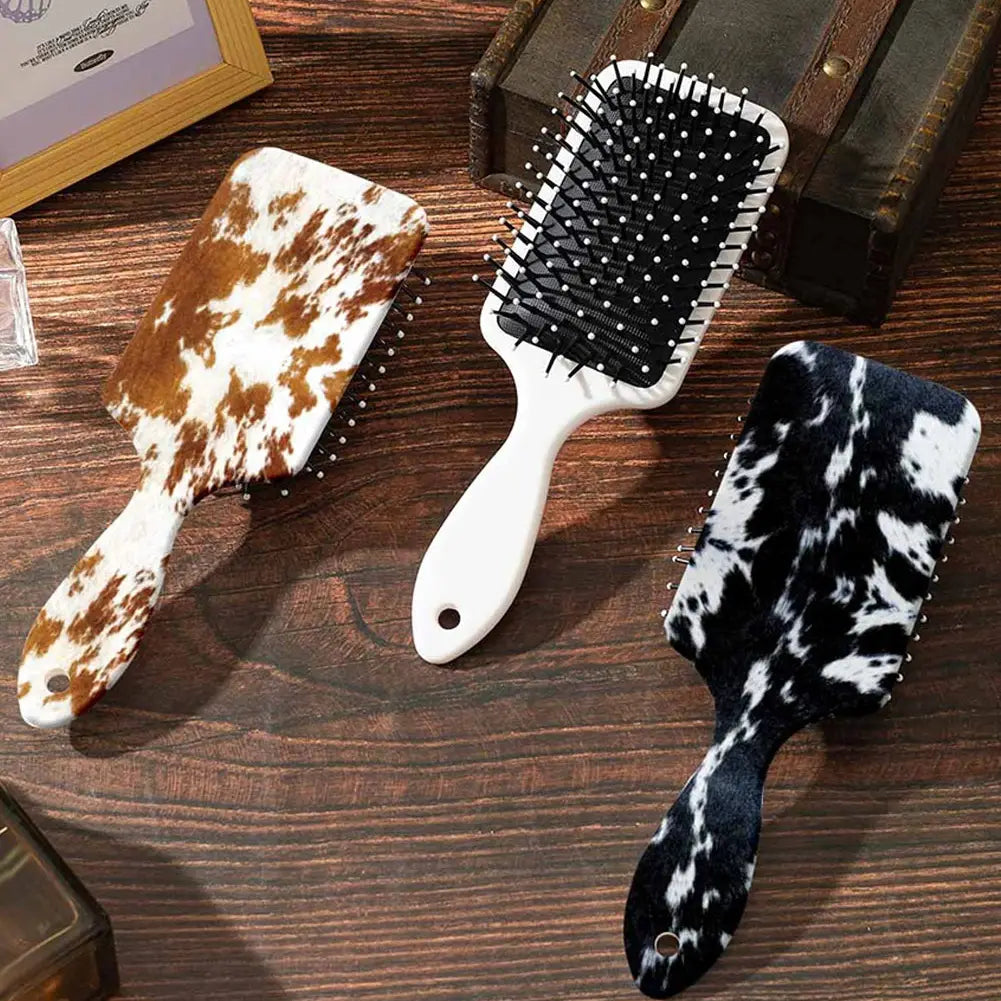 Western Cow Print Paddle Hair Brush