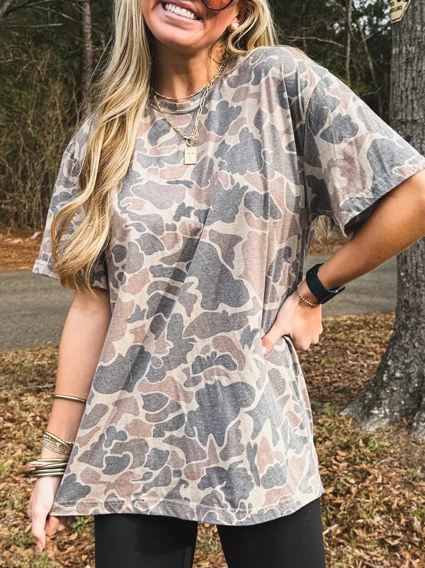 Weekend Warrior Neutral Camo Oversized Tee