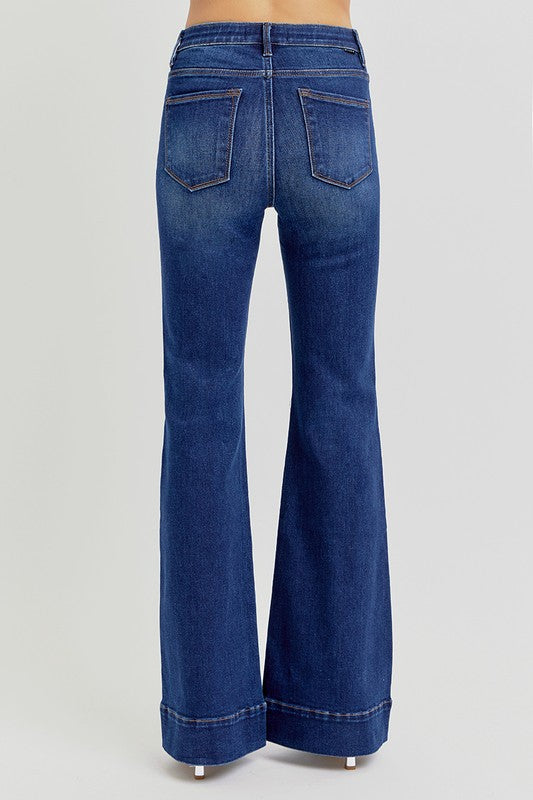 Risen Tummy Control High Rise Wide Leg Jeans