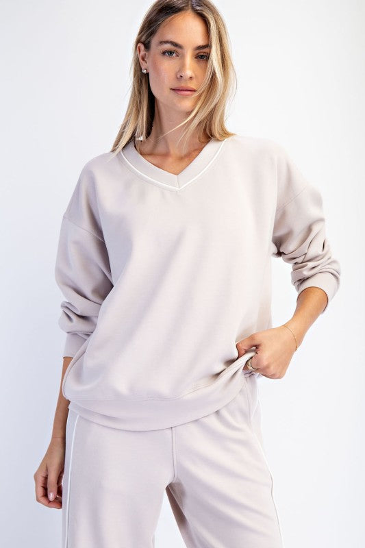 Mocha VNeck Pullover