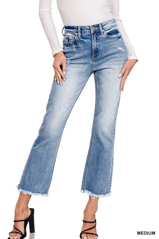 Raw Hem Crop Denim Jeans