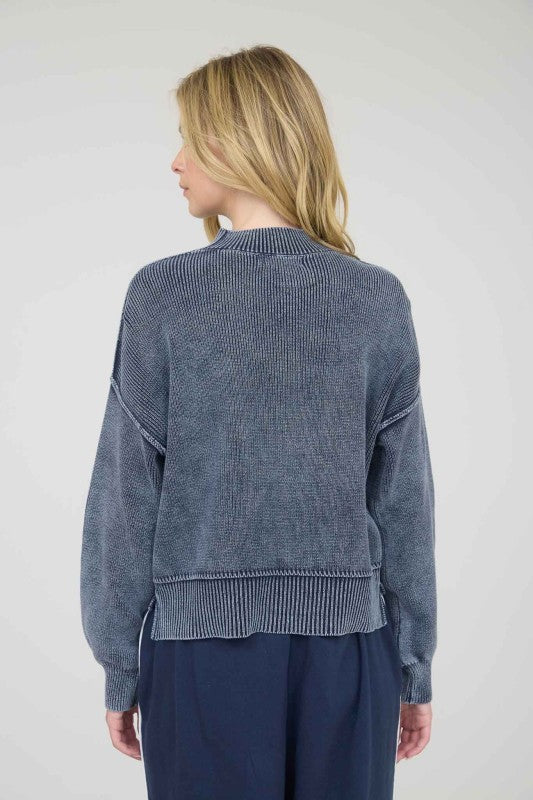 Navy Mock Neck Sweater