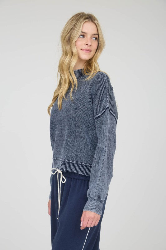 Navy Mock Neck Sweater