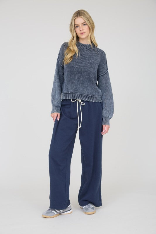 Navy Mock Neck Sweater