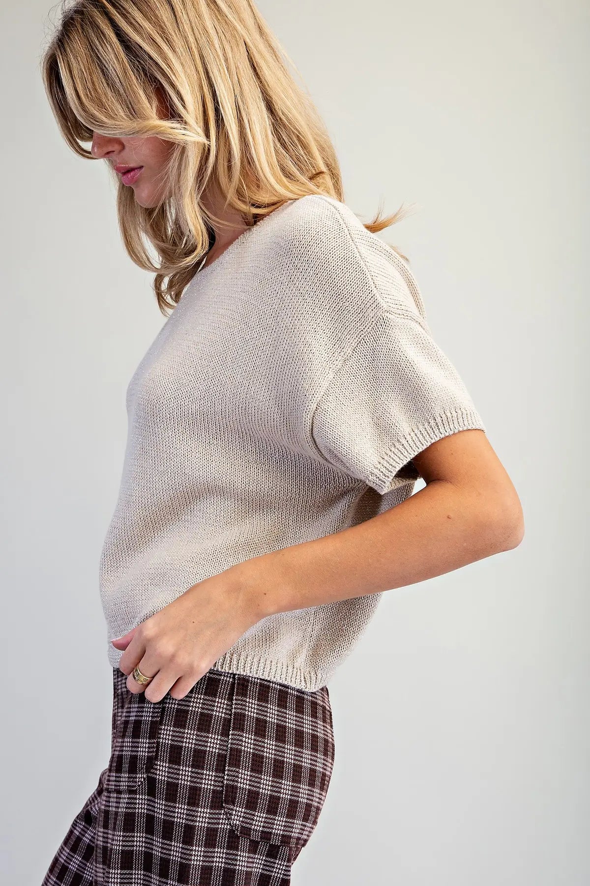 Easy Days Short Sleeve Boxy Knit Top
