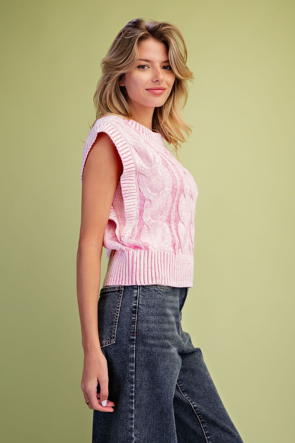Pretty in Pink Cable Knit Sweater Vest - Twisted Sisters Shoetique