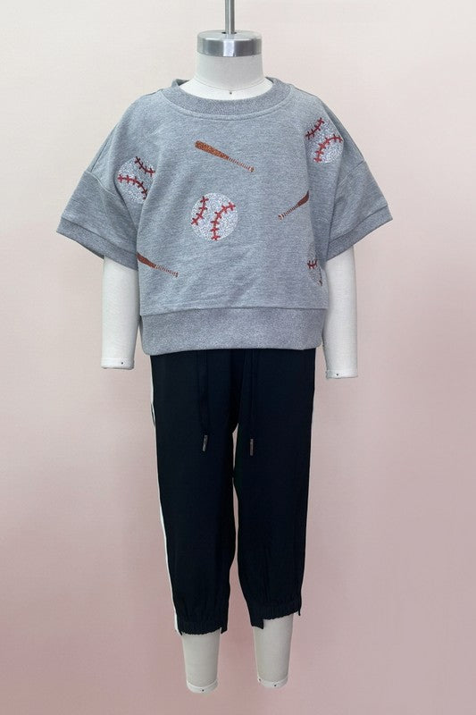 Kids-Glitter Baseball Top